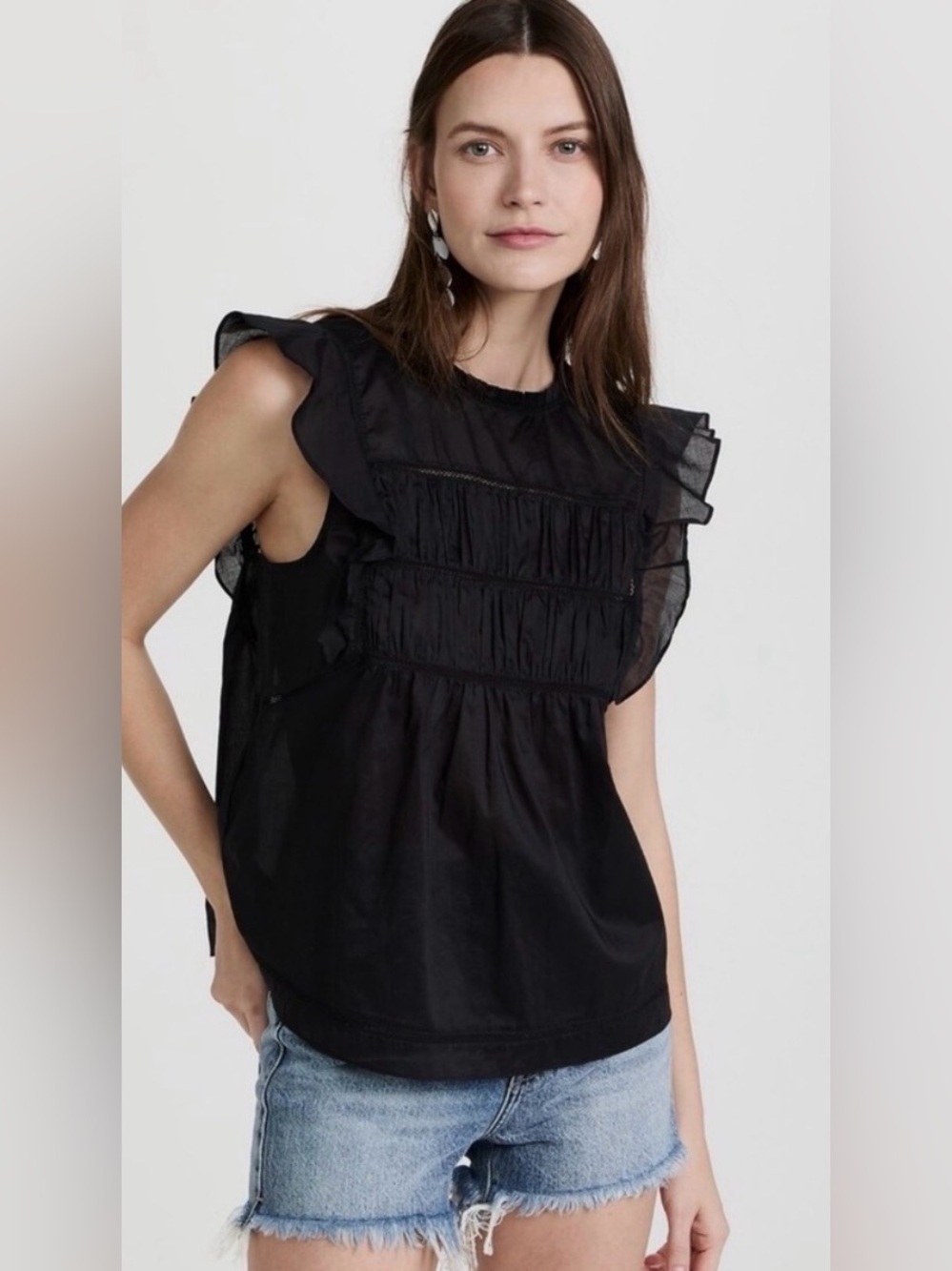 Rails Filomena Flutter Sleeve Top Black
